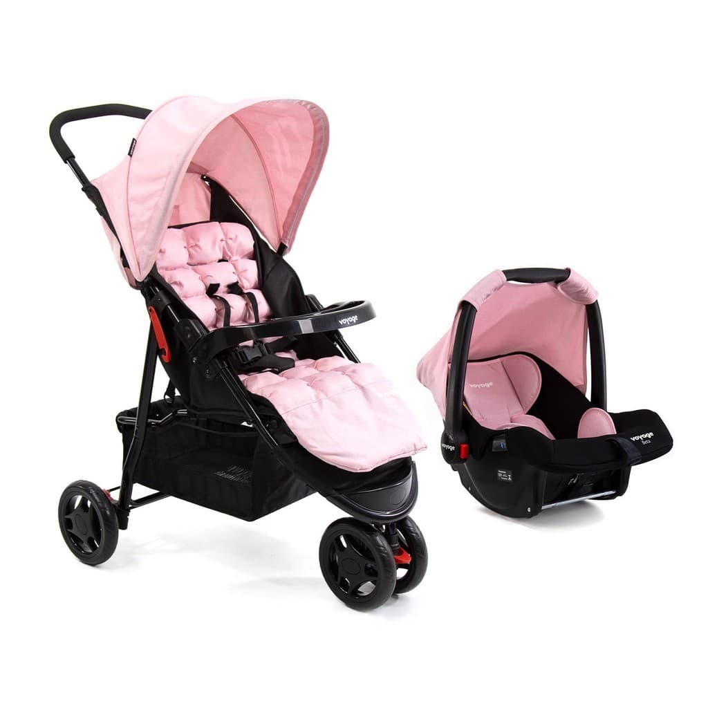 Carrinho Travel System Delta TS Duo Pro ( Carrinho + Bebê Conforto) Rosa Mescla - Voyage
