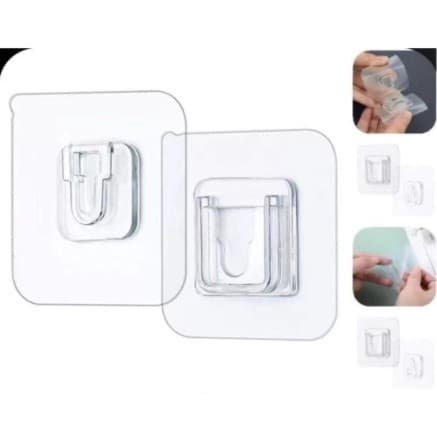 Kit 5/10/15 Pares Gancho Adesivo Macho Fêmea Dupla Face Transparente Sem Furos Pregos Para Banheiro E Cozinha