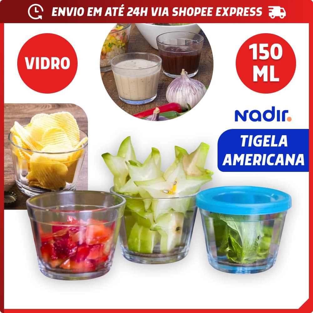 Jogo de 6 ou 12 Tigelas Bowl Americana 150 ML Vidro Transparente com Tampa Freezer ou Microondas