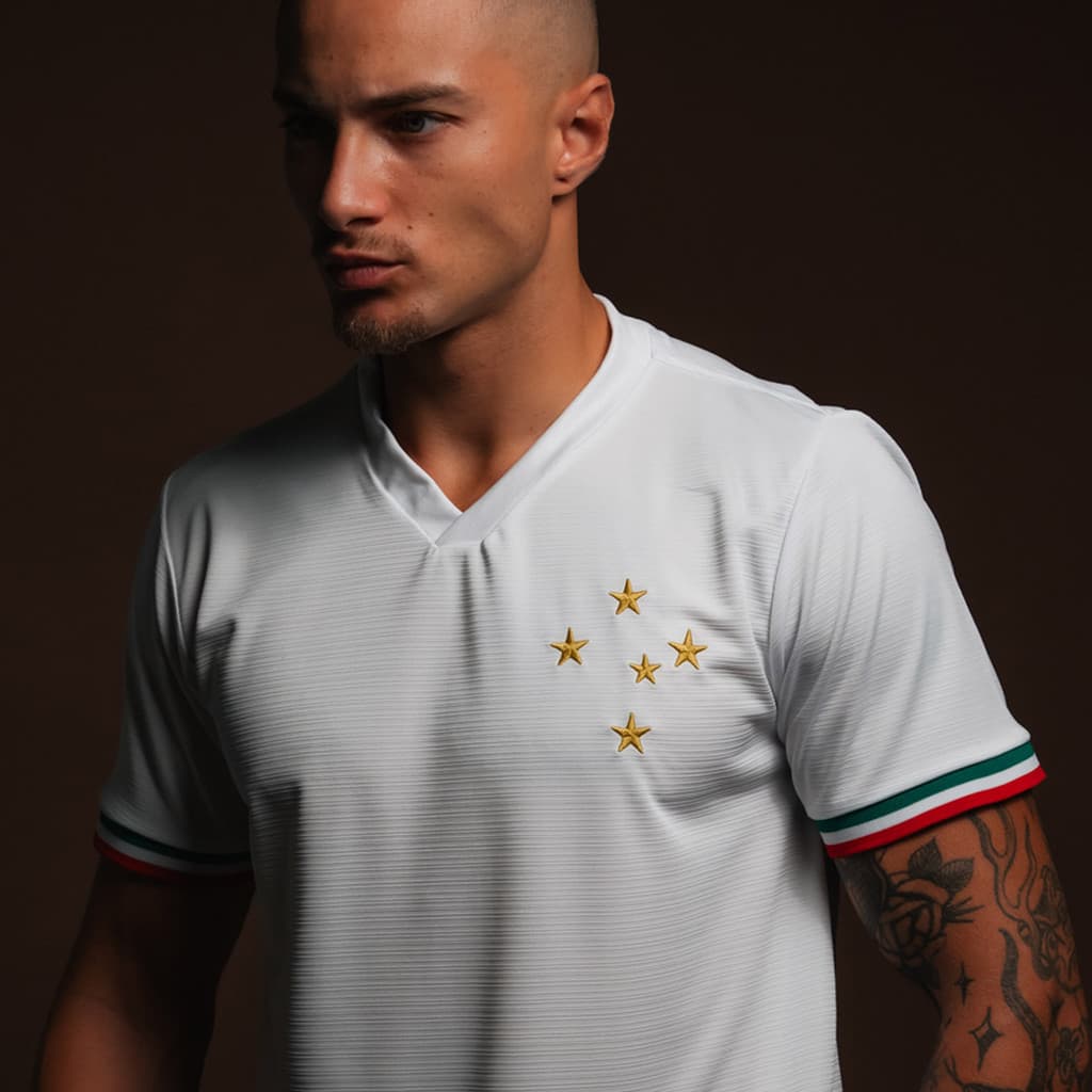 Camisa Cruzeiro Retro Palestra Branca Masculina Oficial