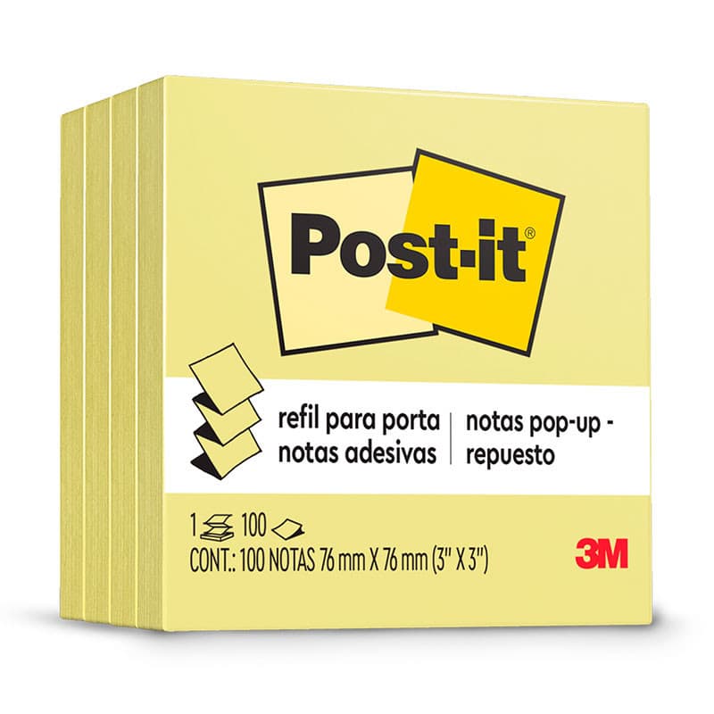Bloco de notas adesivas Post-it refil amarelo 76x76mm 100 folhas Leve 4 Pague 3 3M