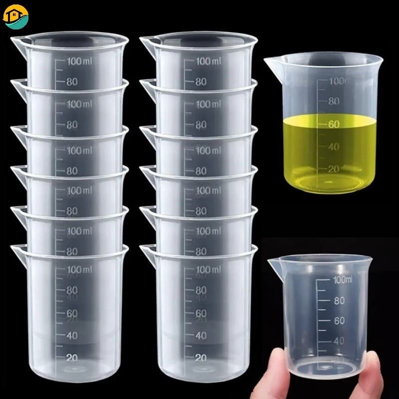 Copo Para Medição De 1/3/5Pcs 100ml Balança Plástica Transparente Produtos Químicos De Laboratório Sem Alça Suprimentos De Cozinha