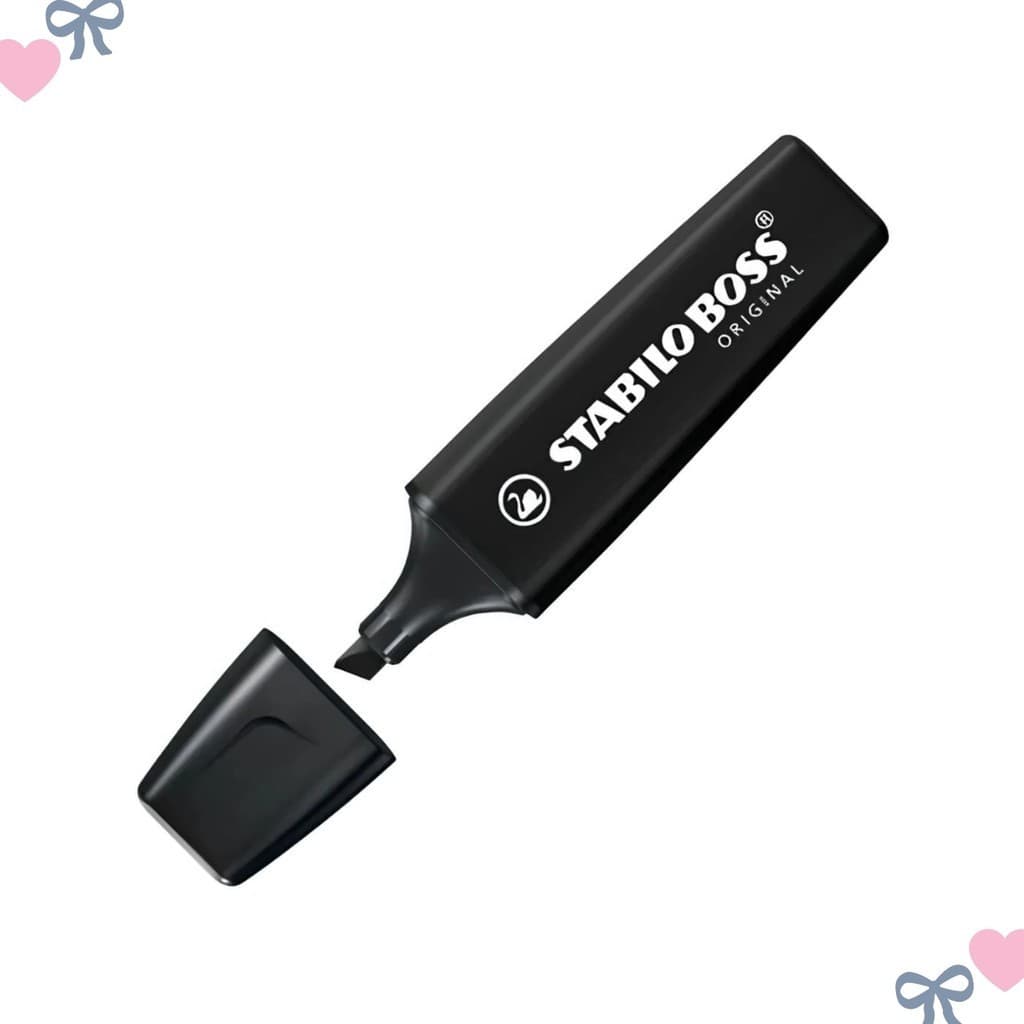 Marca Texto Preto Stabilo Black Ponta Chanfrada