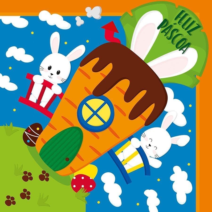 Saco Express para Ovos de Páscoa de 350g a 500g Casa na Cenoura Azul - 05 unidades - Cromus Páscoa - Rizzo Confeitaria