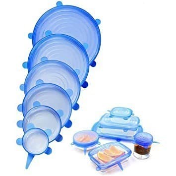 Tampas Silicone Potes Universal Stretch Facil 6 Tamanhos Comida
