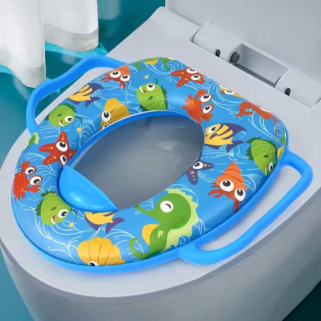 Assento Plástico Infantil Vaso Sanitário Menina Menino Assento Redutor Almofadado Macio Desfralde Divertido