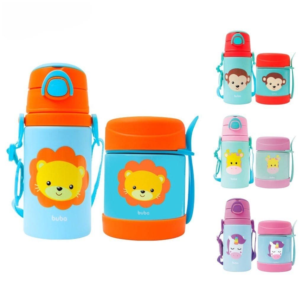 Kit Pote Térmico Garrafa Alumínio C/ Canudo De Silicone Buba