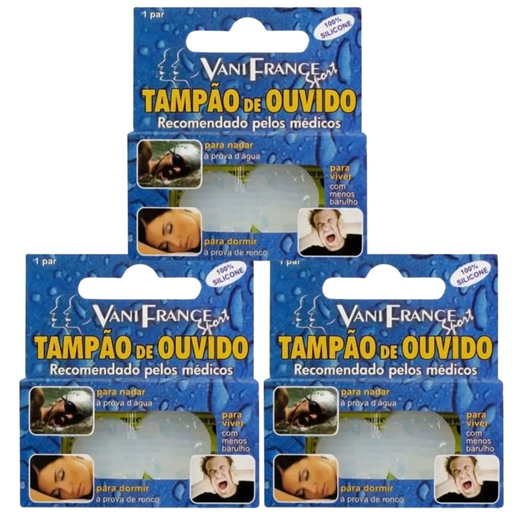 Kit 3 Protetor Tampão De Ouvido 100% Silicone - Vani France