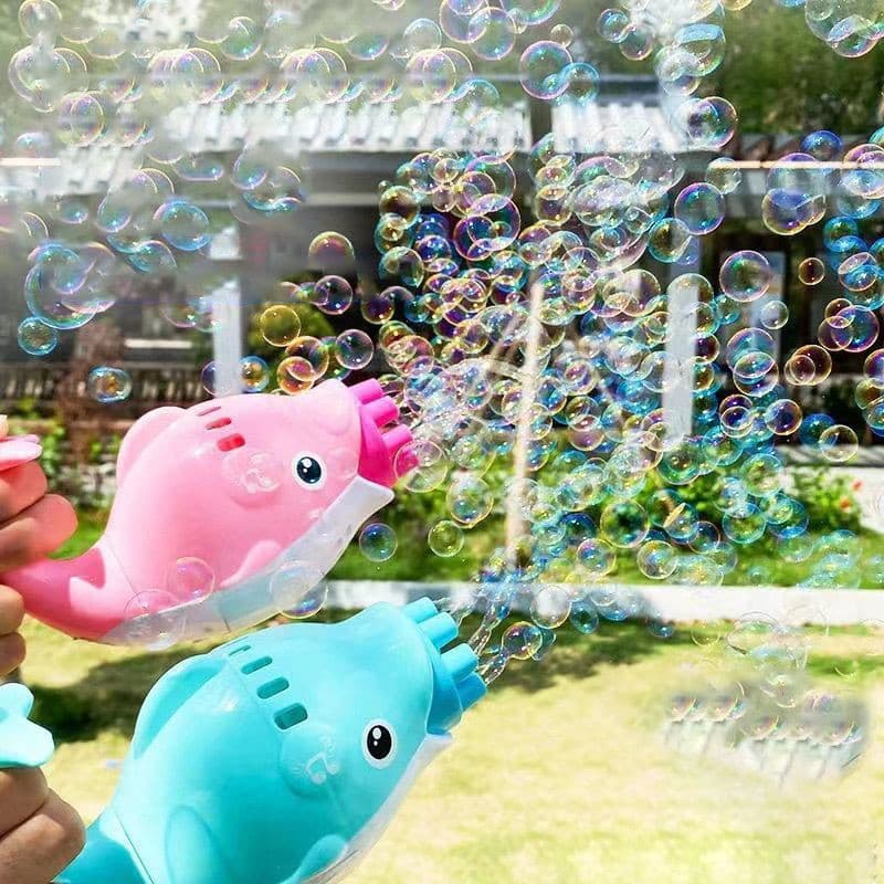 Maquinha Lançador Bolha Sabão Golfinho Infantil Altomatico elétrico brinquedo bolhas menino menina pistola