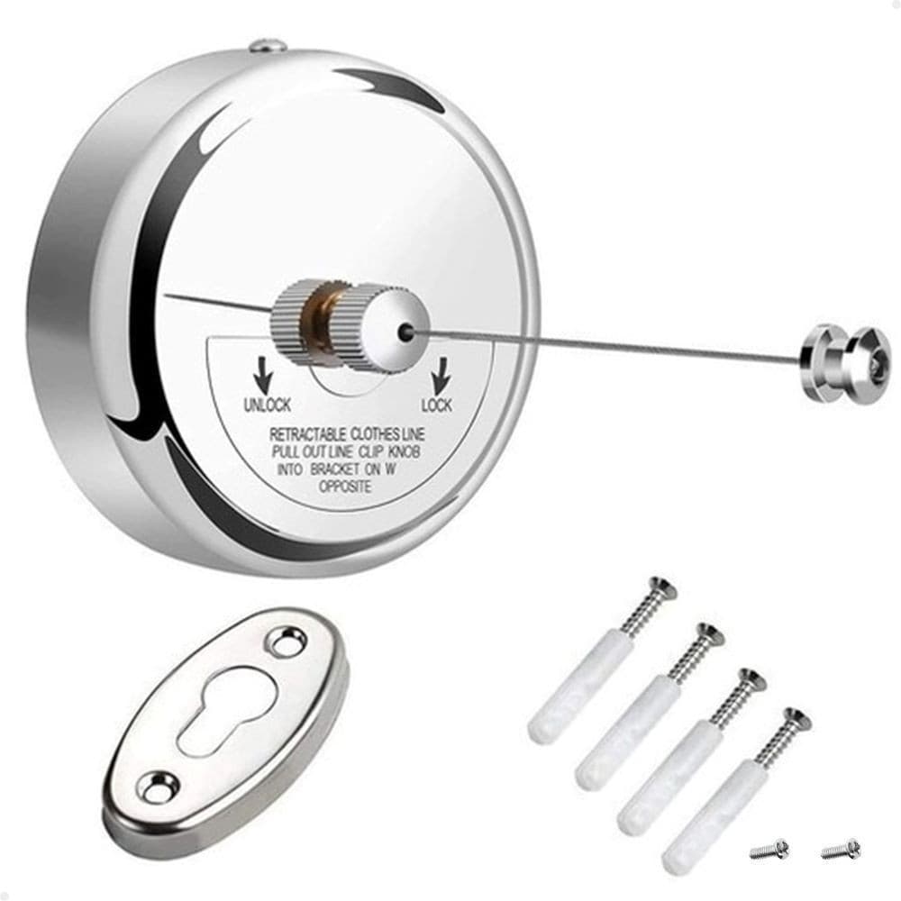Varal de Roupas Retrátil em Aço Inox De Parede 3 Metros Banheiro Apartamento Pousadas HOTEIS
