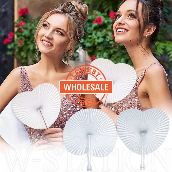 [Ventilador Dobrável À Mão-De Papel Branco Em Forma De Amor Portátil De Viagem Ao Ar Livre-Para Aniversário