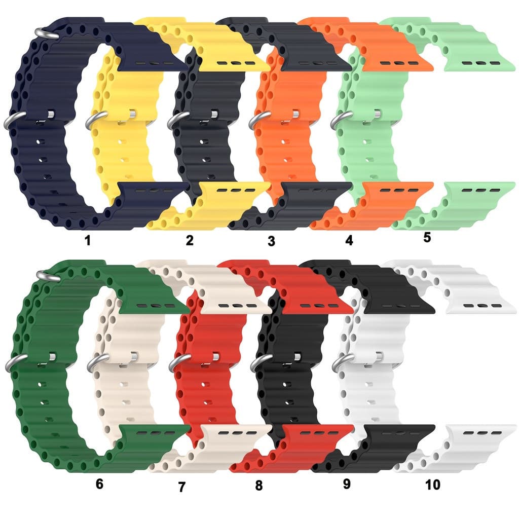 Pulseira de relógio de Smartwatch PretoPalha De Silicone Ocean Straw Capaz Para Relógio Apple Série 42mm 45mm 49mm