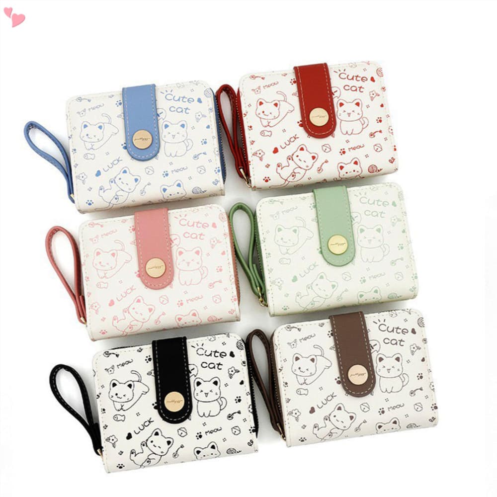 Carteiras De Gato Para Meninas , Porta-Couro Com Janela De Identidade E Mulheres