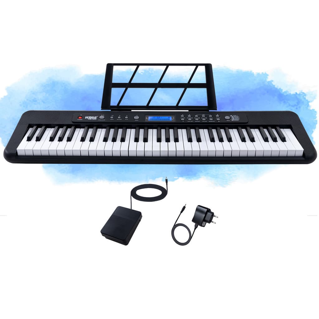 Teclado Musical Kobe KB-300 5/8 61 Teclas com Sensibilidade ao Toque com Pedal Sustain Preto