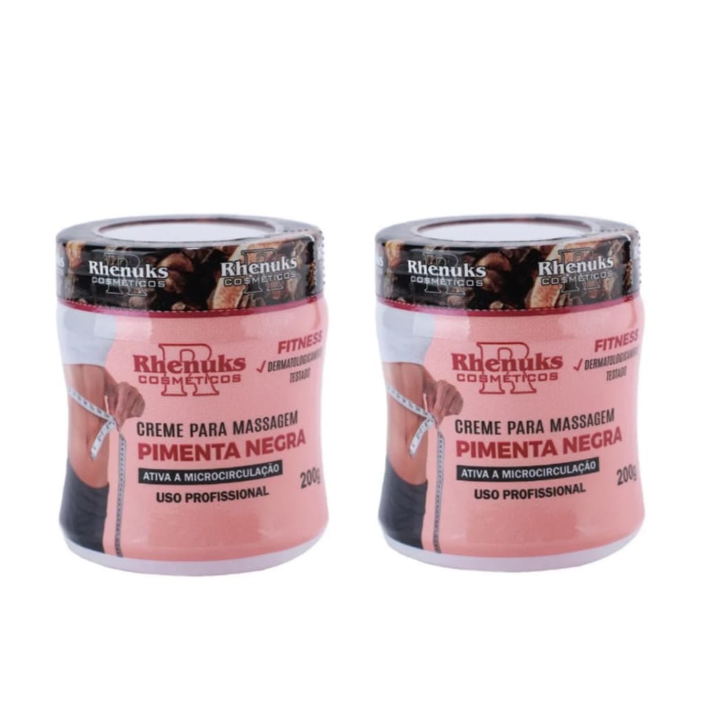 KIT C/ 2 unid. GEL PIMENTA NEGRA ATIVA MICROCIRCULAÇÃO REDUTOR DE MEDIDAS - RHENUKS 200g cada