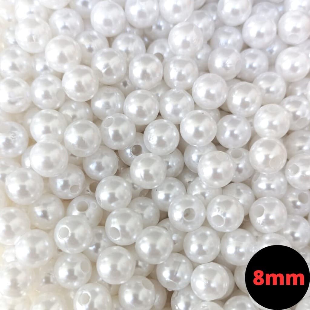 Pérolas de ABS 8mm com Furo Passante 1000 pcs bege e branca