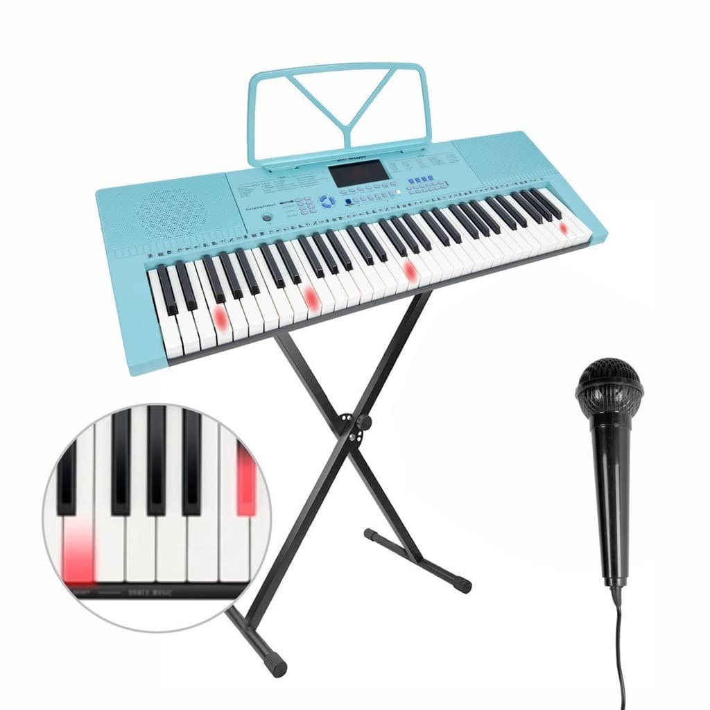 Teclado Musical 61 Teclas Iluminadas 510 Timbres MXT com Suporte e Microfone