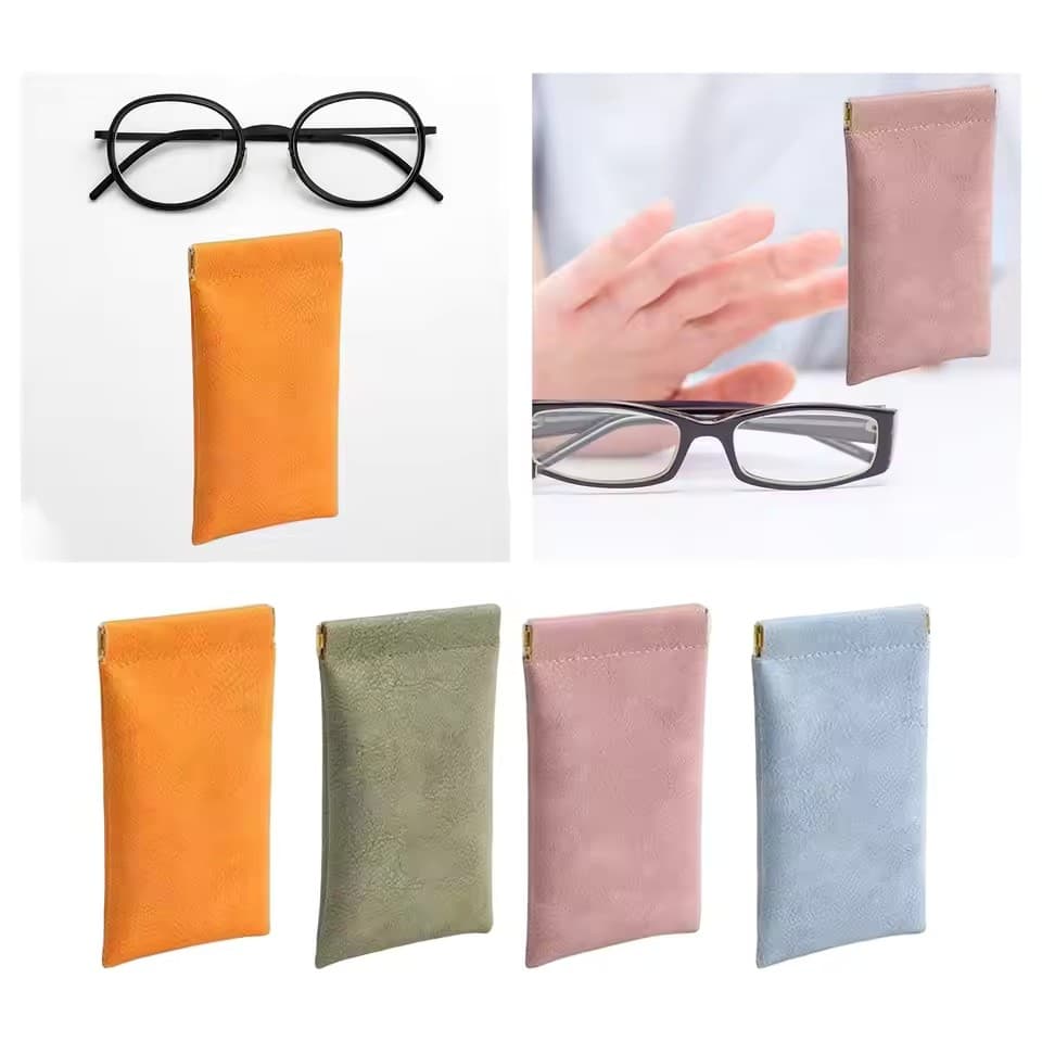 Couro PU Óculos Simples Armazenamento Sólido Bolsa De Sol Fechados Automáticos Capa De
