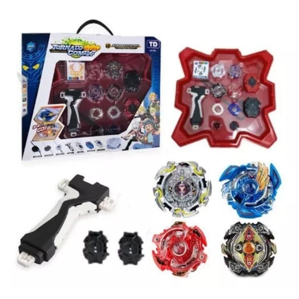 Maleta 4 em 2 Beyblade Metal Burst + 2 Lançadores + Grip + Super Arena de Batalha