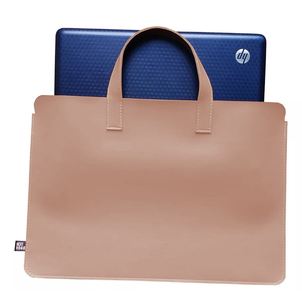 Sacola com Alça Para Notebook Couro Sintético Nude