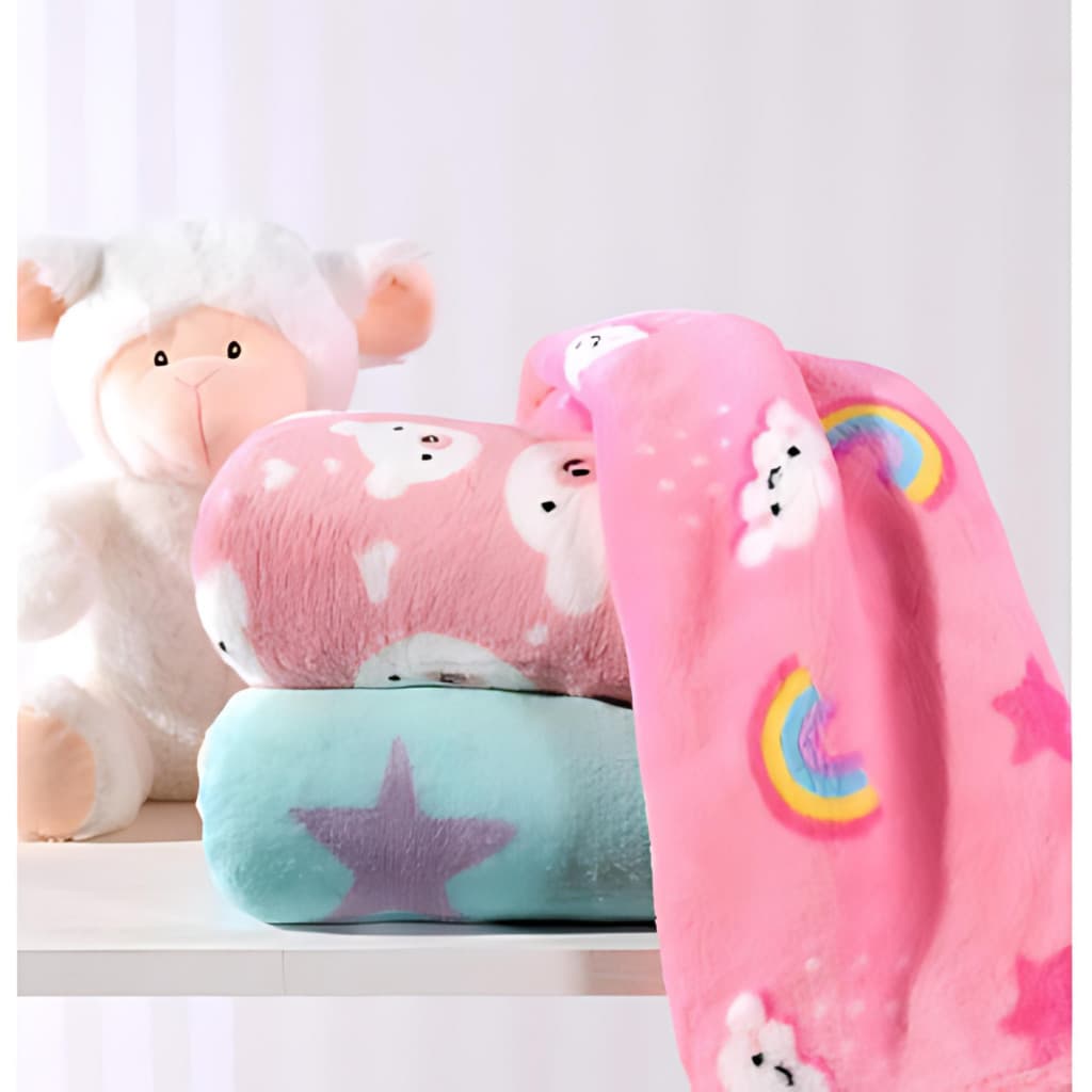 Manta Cobertor De Bebê Estampada 1,00 x 0,80m Menina e Menino Cobertinha De Berço