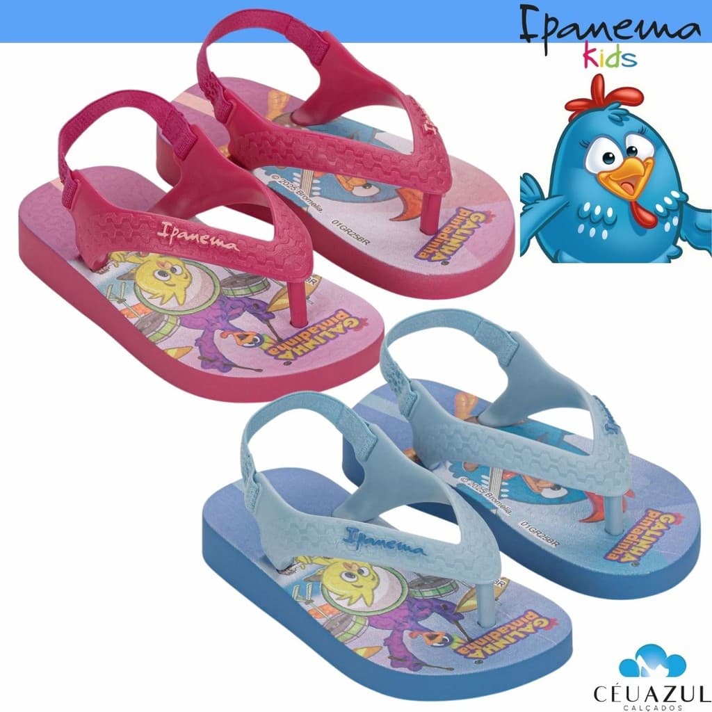 Chinelo Sandália Elástico Infantil Ipanema Galinha Pintadinha Baby kids Conforto