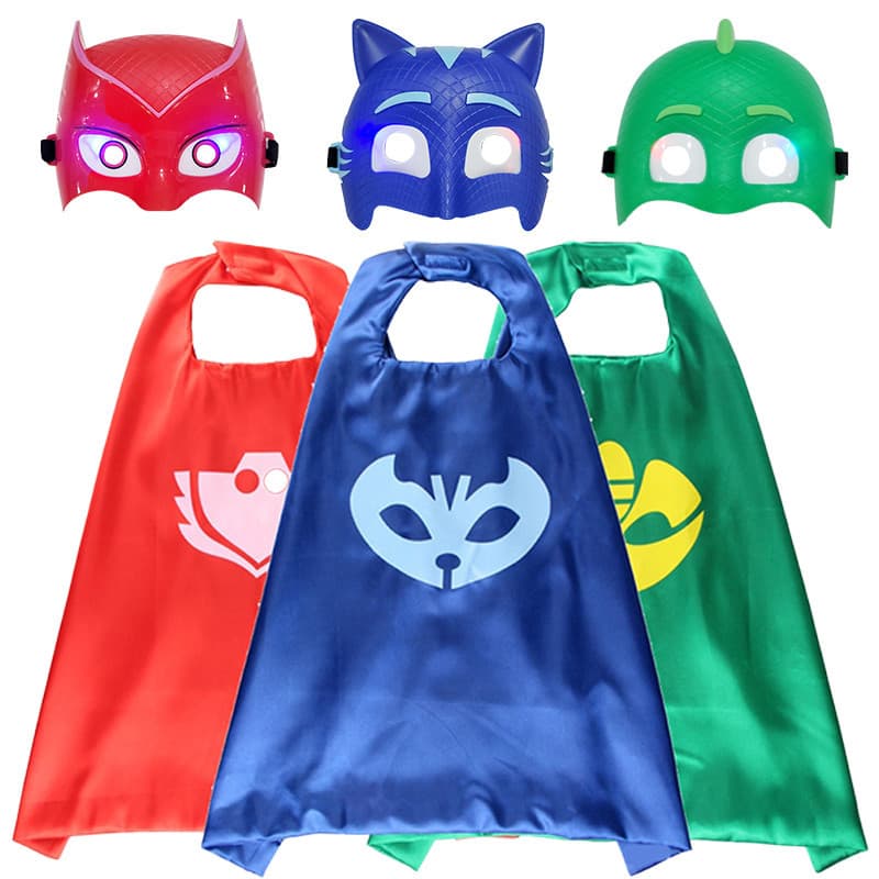 PJ Máscaras Iluminadas Crianças Brinquedos Pulseira De Silicone Cosplay Traje Adereços Catboy Gekko Owlette Festa De Ani