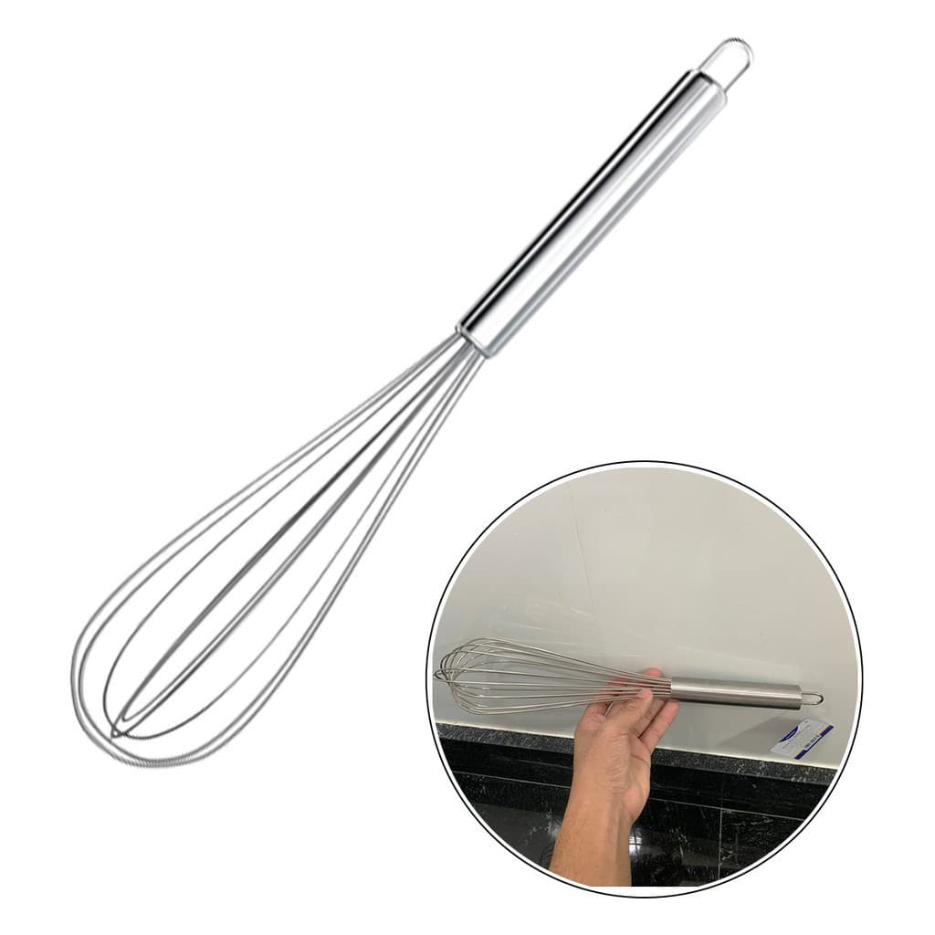 Fouet Misturador Batedor de Ovos e Massas Profissional Em Aço Inox Utensílio de Uso Culinário Confeitar 40cm