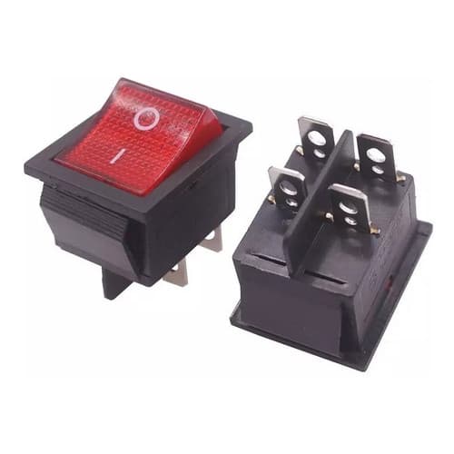 01 Pç/02 Pçs/04 Pçs/10 Pçs Chave Gangorra Kcd4-201n 4 Terminais 16a 250v Liga Desliga Vermelha