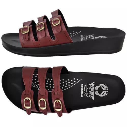 Chinelo Ortopédico Feminino Webe Flex Macio Leve Confortável Para Esporão Fascite Plantar 3 Fivelas
