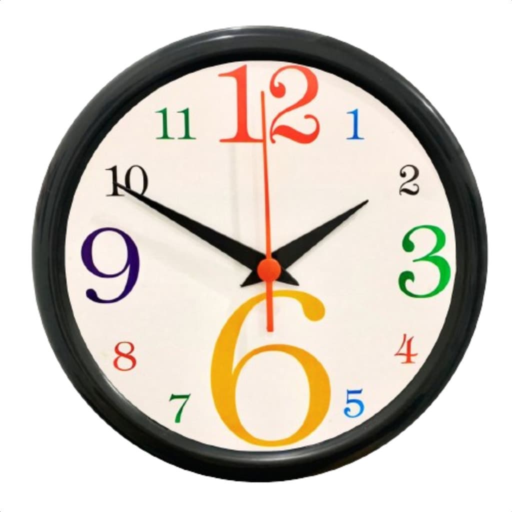 Relógio Parede Cozinha Sala Plasfort Colorido Branco 24,5cm