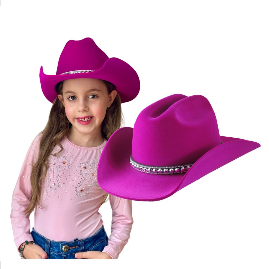Chapéu Infantil Meninas Country Ana Castela Americano com brilho Boiadeira Western Strass Fashion Moda Rodeio Aba