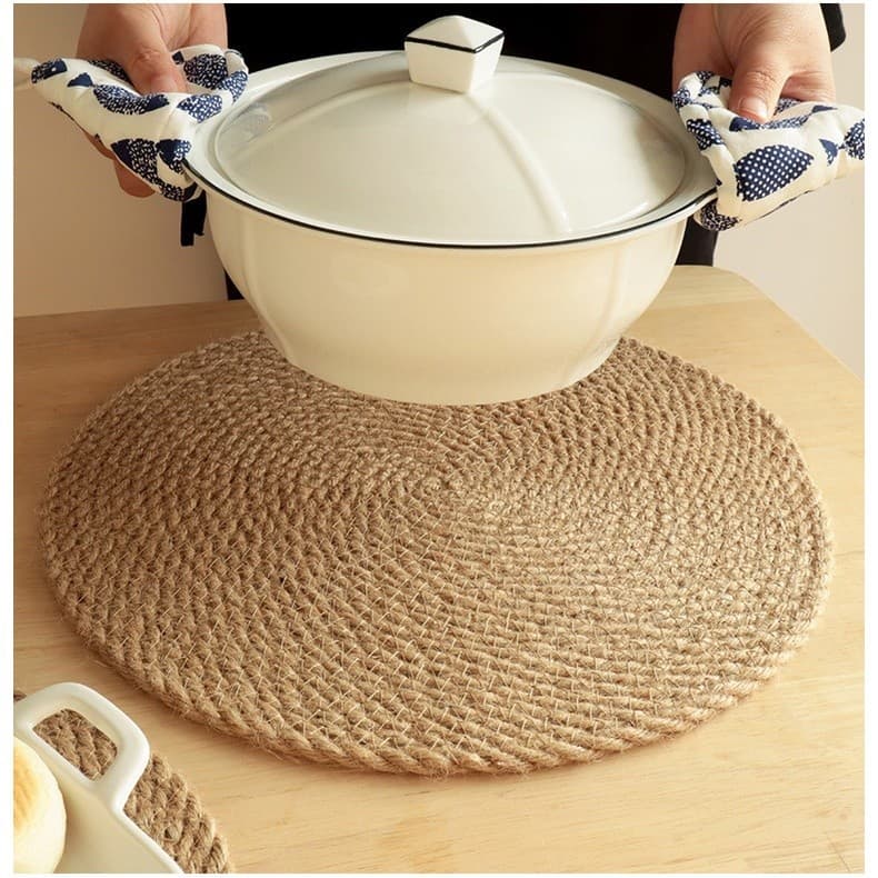 1pc Sousplat De Palha De Taboa, Artesanato Descanso De Panela,  Sala Decoração de Natal Jogo Americano