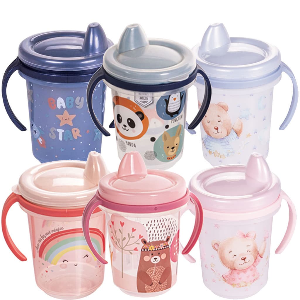Caneca Trio Infantil com Alça e Tampa de Proteção 330 ml Plasútil