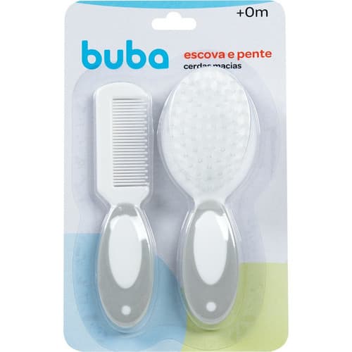 Escova E Pente De Cabelo Bebês Buba Cerdas Arredondadas