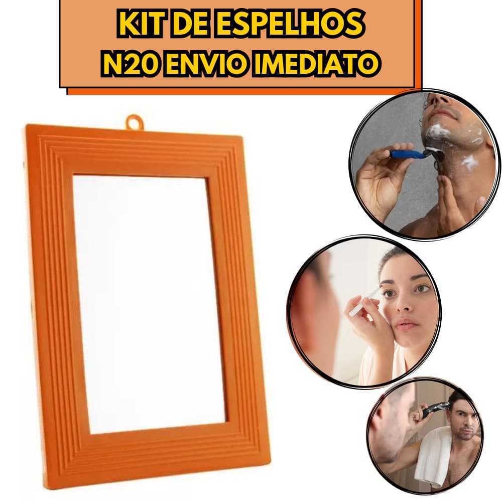 Espelho Nº20 Multiuso 18x20cm Kit 1, 3 ou 5 Unidades para Banheiro e Maquiagem