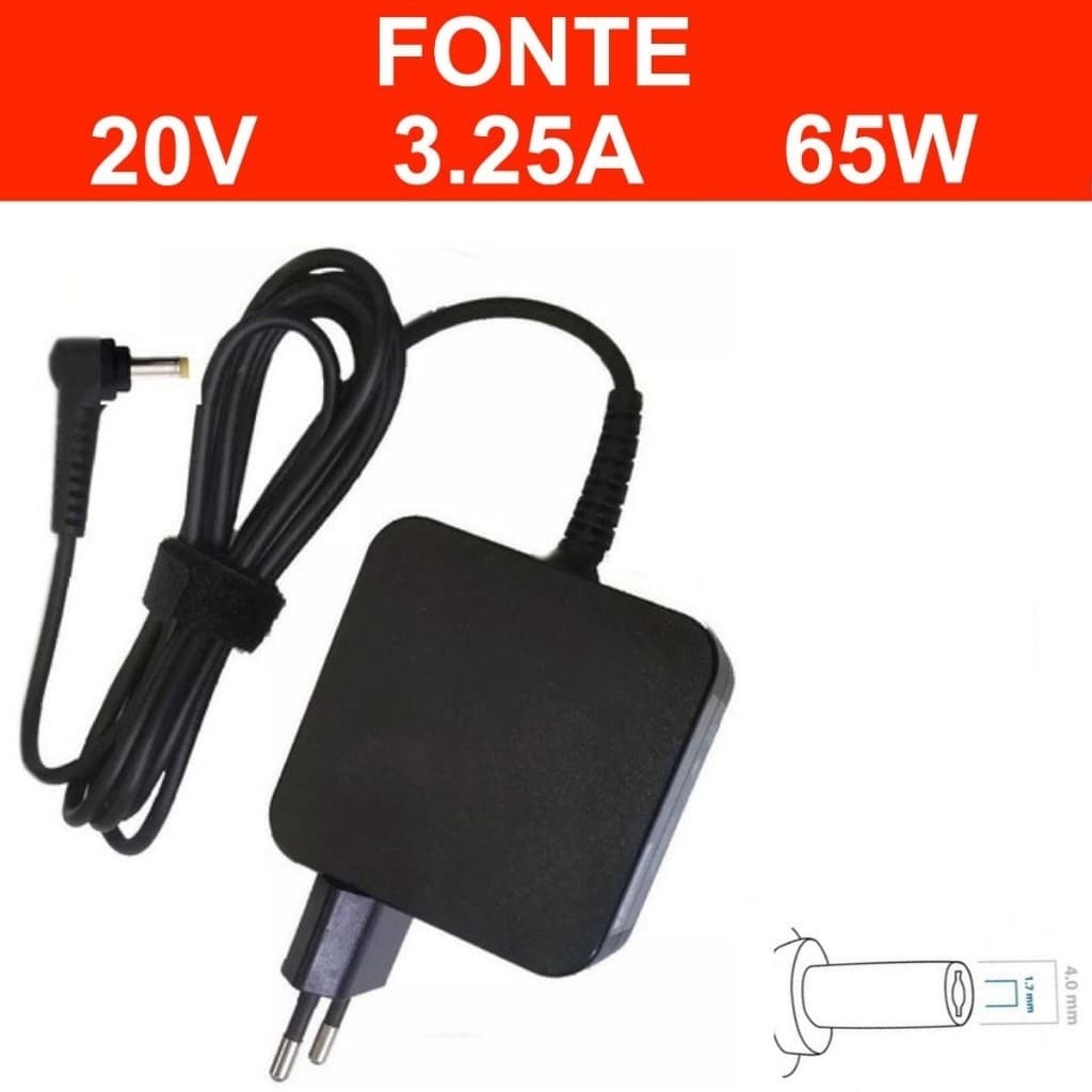 Fonte AAA006 20V/3.25A/65W Compativel com Lenovo Ideapad 310 - 320 - S145 - yoga 520 ALEX