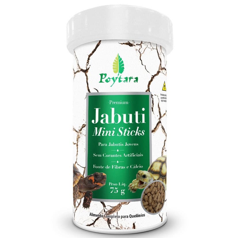 Ração Poytara Jabuti Filhote Mini Sticks Crescimento - 75g