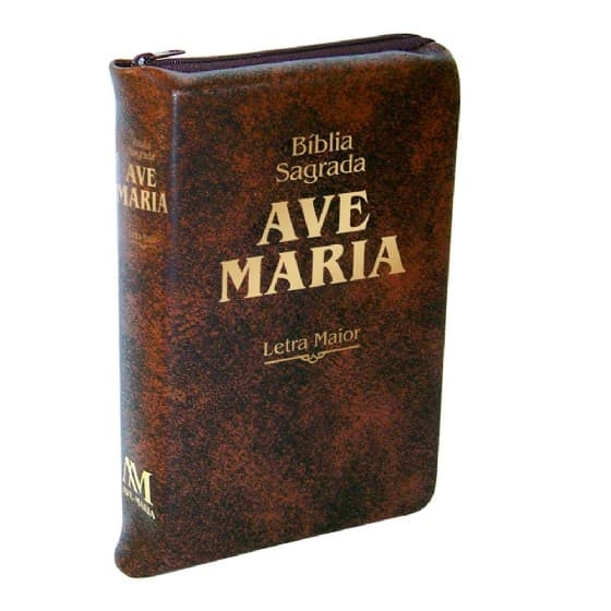 BIBLIA ZIPER LETRA MAIOR MARROM EDITORA AVE MARIA ANTIGO E NOVO TESTAMENTO CATOLICA
