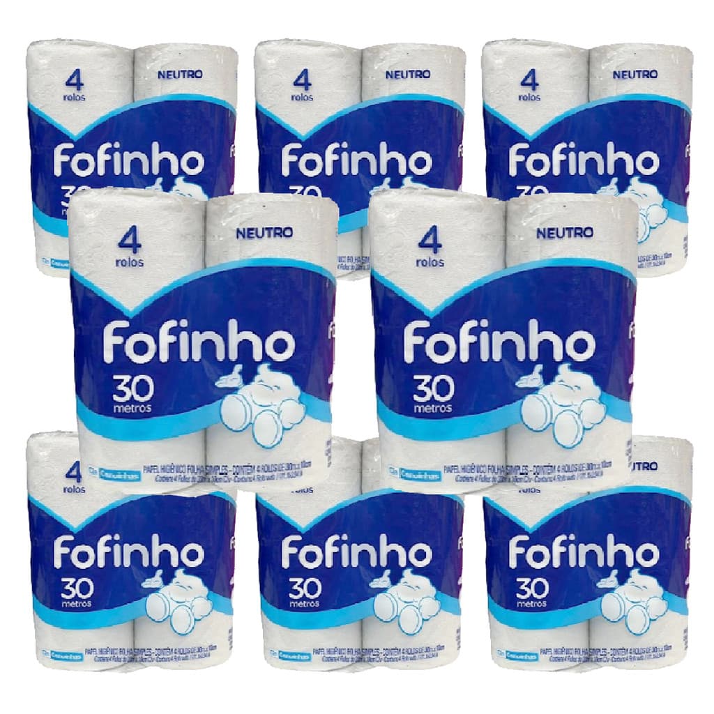 Papel Higiênico Folha Simples C/32 Rolos 30m cada Fofinho