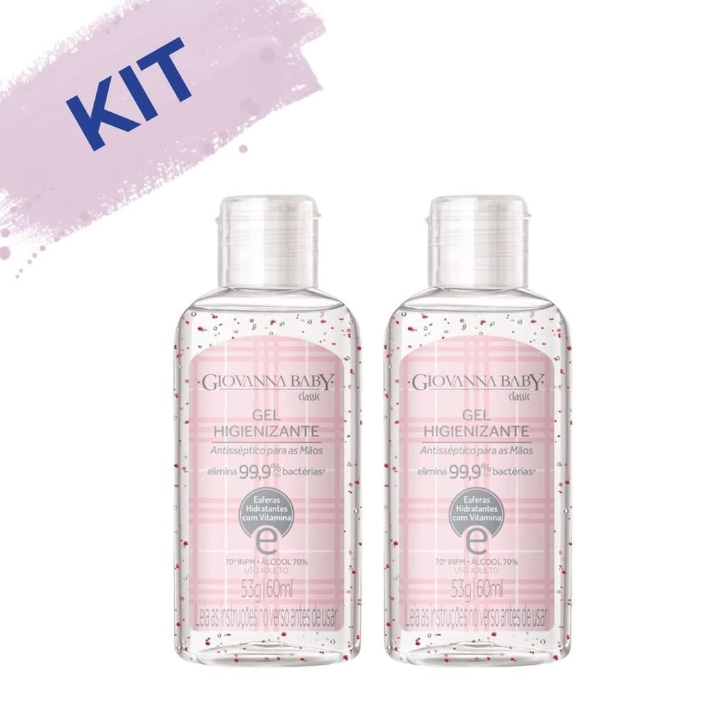 Kit 2 Álcool em Gel Higienizante para Mãos Giovanna Baby Classic 60ml Pocket
