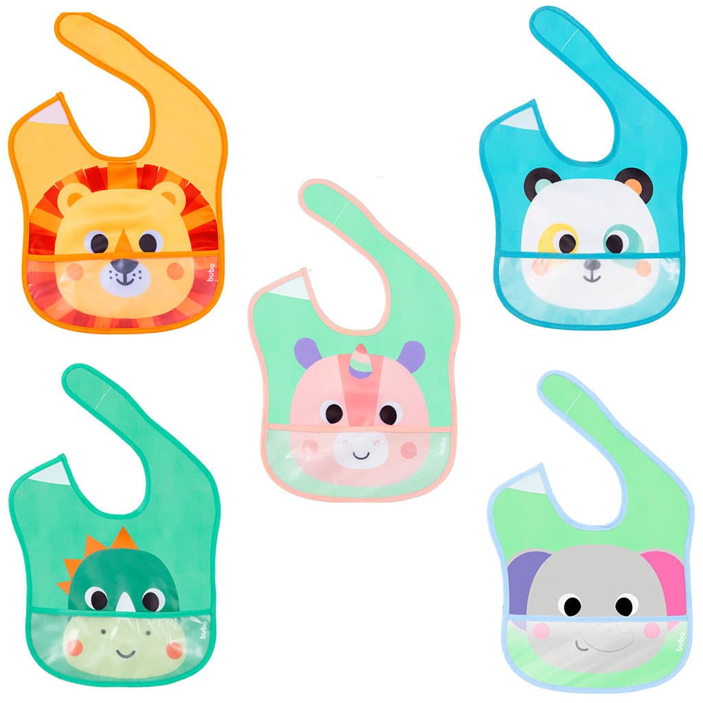 Babador Impermeável Com Bolso Pega Migalhas Bubazoo Buba