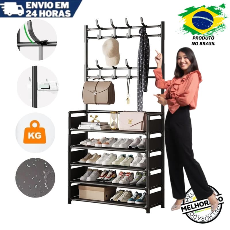 4/5 Andares Organizadora Sapateira Cabideiro Arara Suporte Multiuso Para Sapato Tenis Roupa Closet Quarto Armários