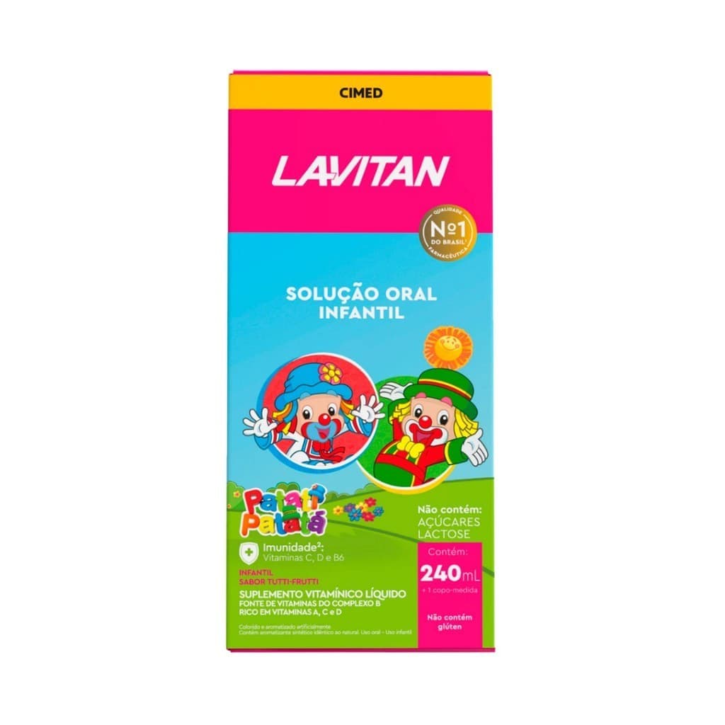 Lavitan Patati Patatá vitamina infantil sabor Tutti-Frutti Cimed solução com 240ml