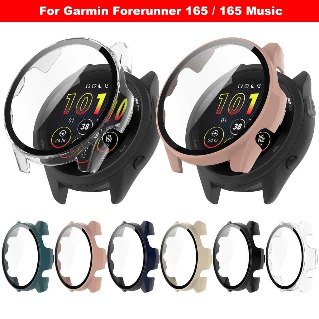 Capa Protetora Completa Para Garmin Forerunner 165/165 Música De Tela Inteligente PC Casca Dura + Película De Vidro Temp