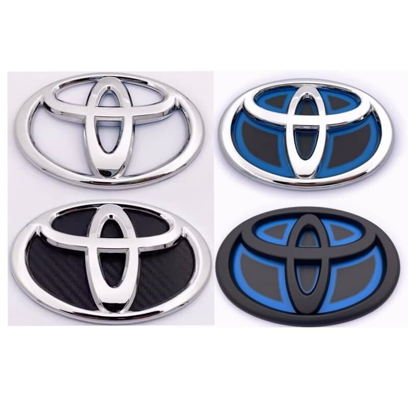 Para Logotipo TOYOTA Emblema Dianteiro Traseiro Adesivo De Volante Corolla Camry VIOS INNOVA Avanza RAV4 Sienna Avensis Híbrido Prata