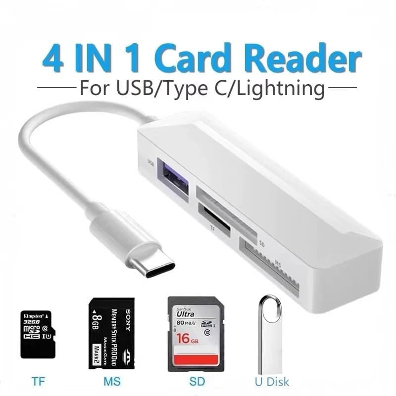 Leitor De Cartão 4 Em 1 Para Sony Memory Stick Pro Duo iOS/USB/Tipo C MS SD TF U Disk Adaptador De Telefone Conversor De
