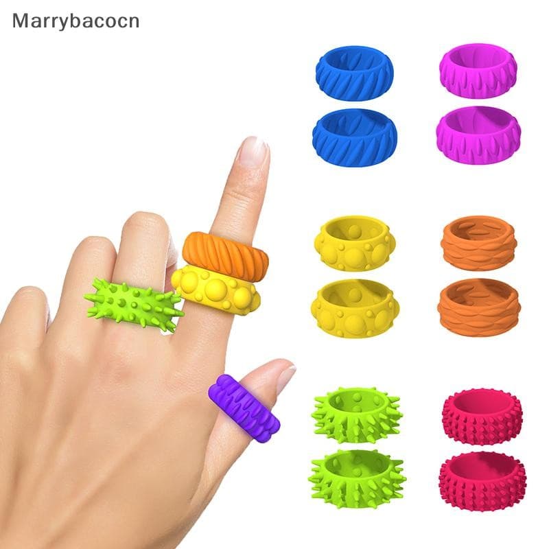 [MAR] Anel Sensorial E Pacote Com 12 | Macio Flexível Pontas De Borracha Engradura Calmante Brinquedos Infantis , Jovens