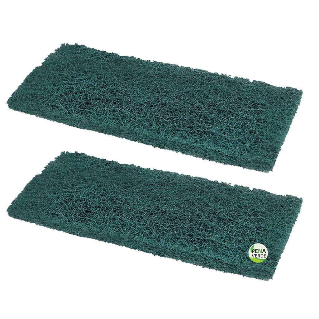 Kit 2 Unidades Fibra de Limpeza Pesada Verde British 10 cm x 23 cm Para Panelas Pisos Azulejos Limpeza Pós Obra Crostas