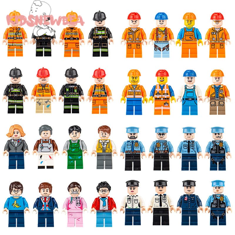 Um conjunto urbano personagem profissional bloco de construção brinquedo homem acessórios brinquedo das crianças present
